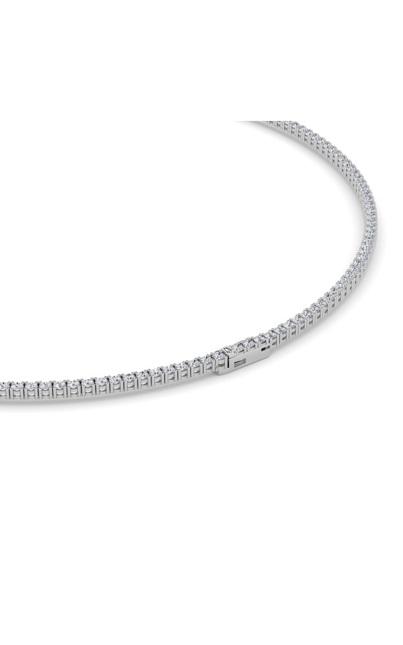 10Cttw Round Shaped Lab Grown Diamond (F/VS) Tennis Necklace in 14K White Gold