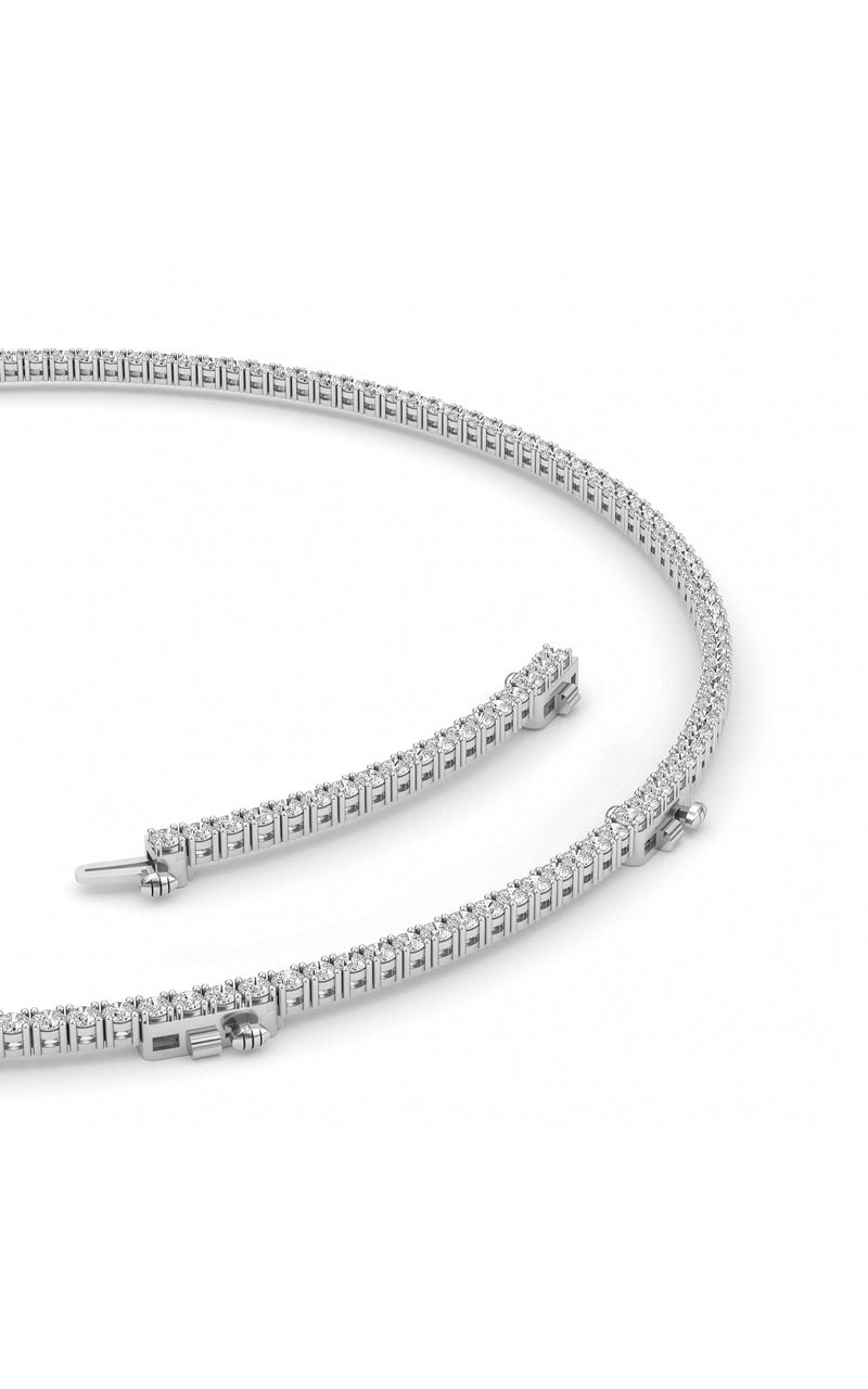 10Cttw Round Shaped Lab Grown Diamond (F/VS) Tennis Necklace in 14K White Gold