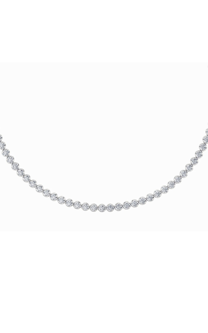 15Cttw Round Shaped Lab Grown Diamond (F/VS) BezelSet Tennis Necklace in 14K White Gold