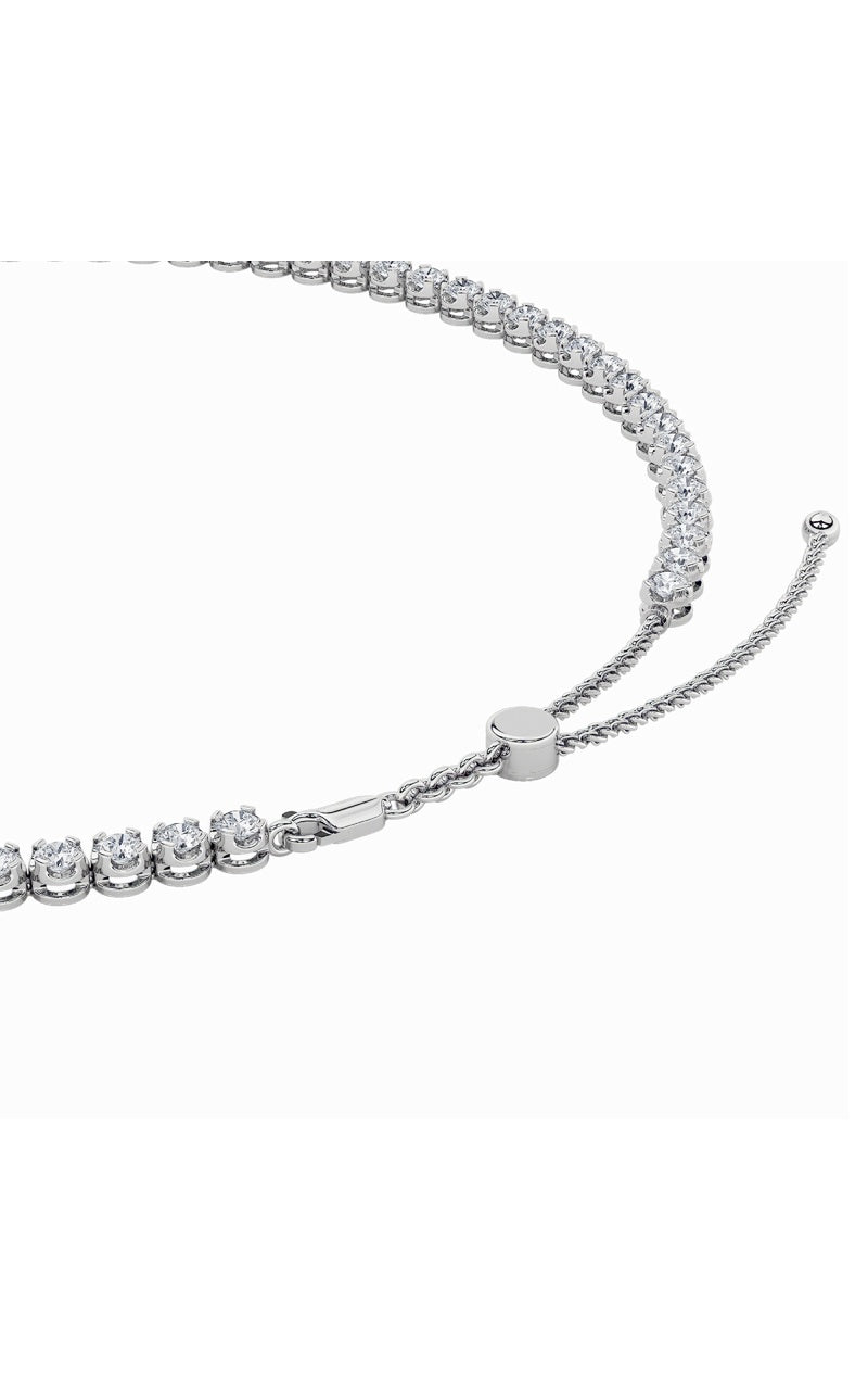 15Cttw Round Shaped Lab Grown Diamond (F/VS) BezelSet Tennis Necklace in 14K White Gold