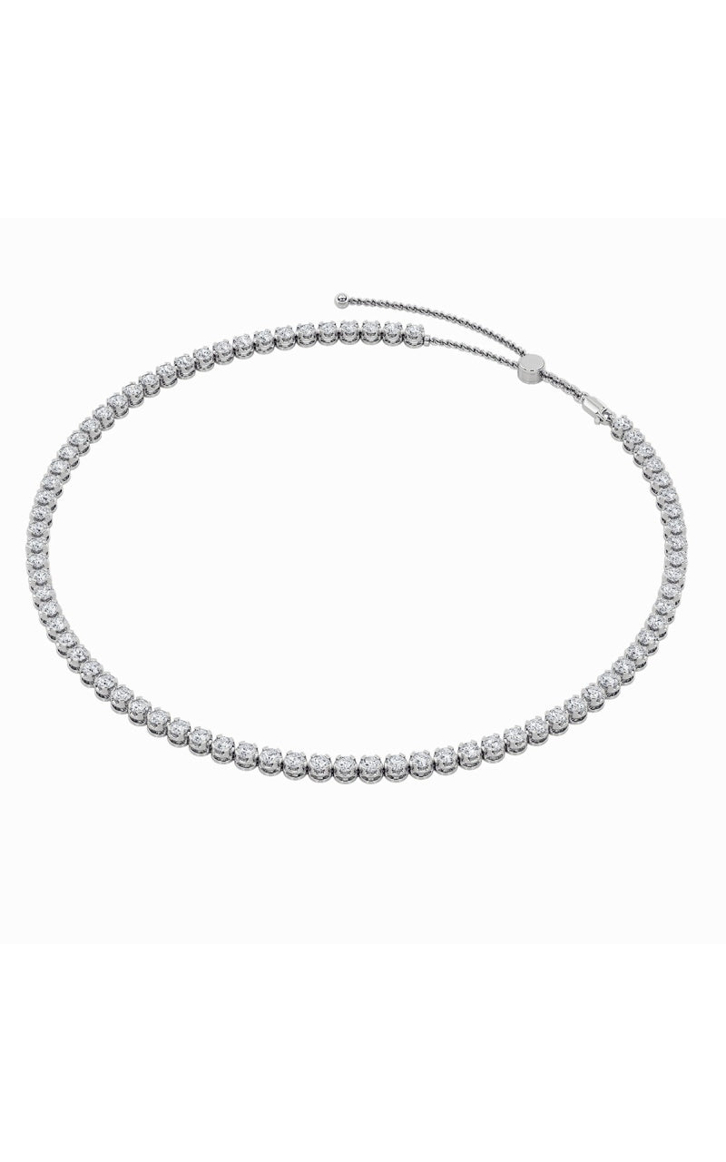 15Cttw Round Shaped Lab Grown Diamond (F/VS) BezelSet Tennis Necklace in 14K White Gold