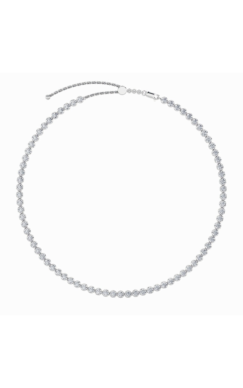 15Cttw Round Shaped Lab Grown Diamond (F/VS) BezelSet Tennis Necklace in 14K White Gold