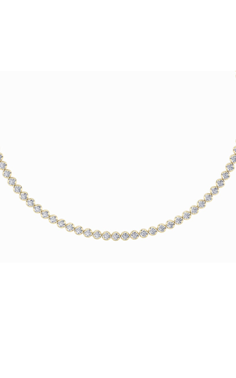 15Cttw Round Shaped Lab Grown Diamond (F/VS) BezelSet Tennis Necklace in 14K White Gold