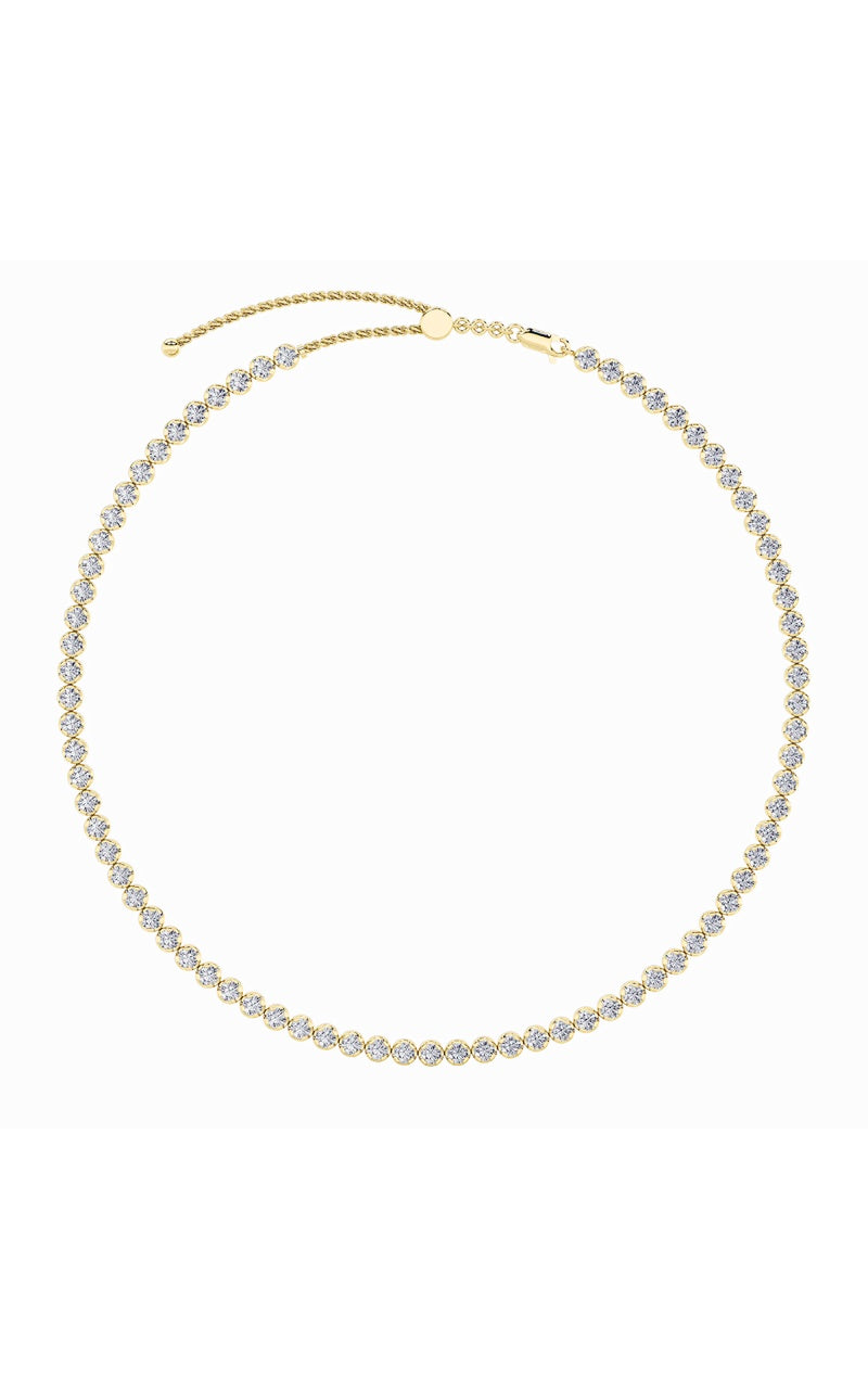15Cttw Round Shaped Lab Grown Diamond (F/VS) BezelSet Tennis Necklace in 14K White Gold