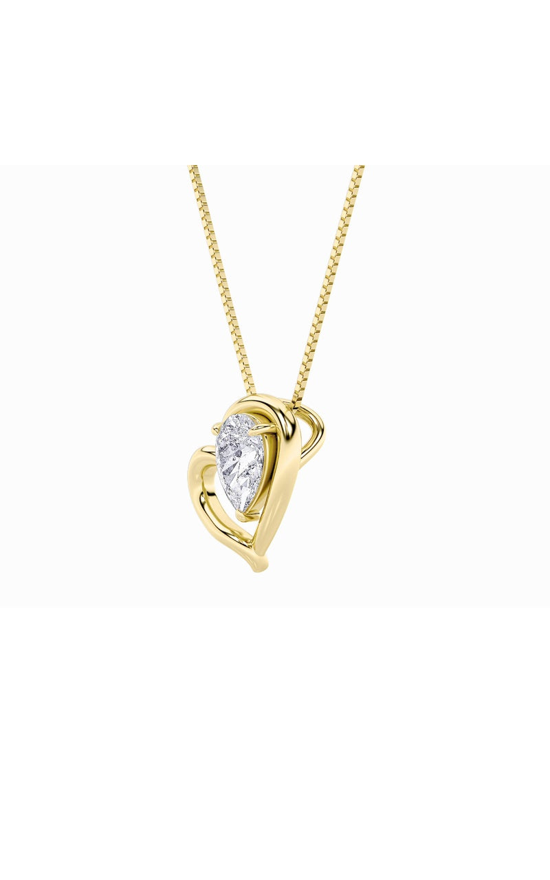0.5Cttw Pear Shaped Lab Grown Diamond (F/VS) HeartPendant in 14K  White Gold
