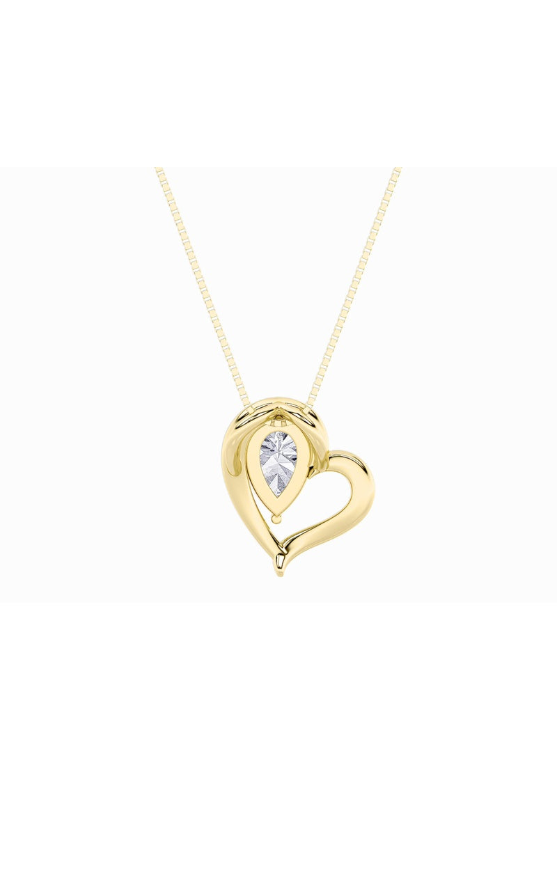 0.5CTW Pear Shaped Lab Grown Diamond (F/VS) Heart Pendant in 14K  White Gold, 14K Yellow Gold