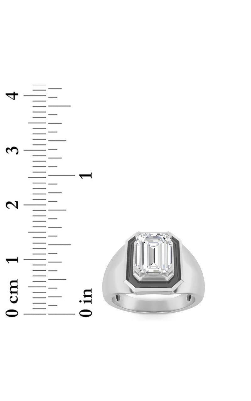3CTW Emerald Shaped Lab Grown Diamond (F/VS) Mens Ring in 14K Gold