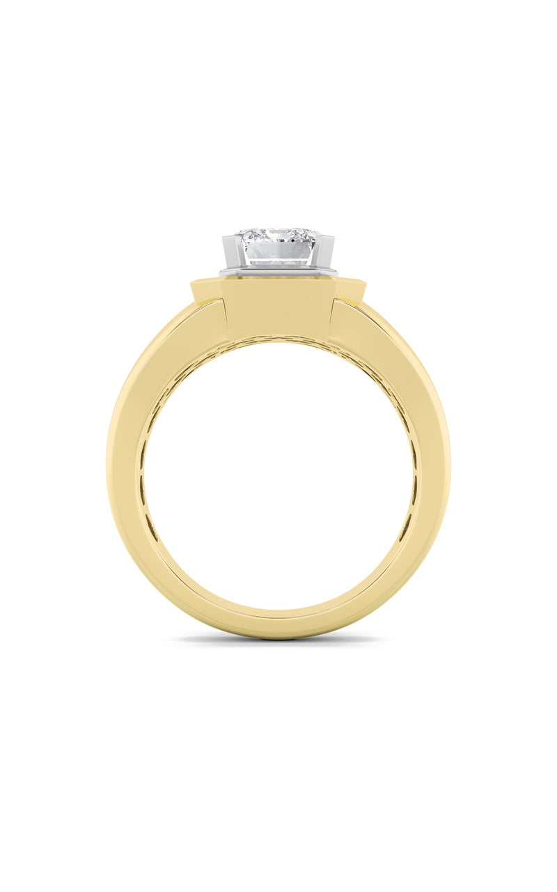 3CTW Emerald Shaped Lab Grown Diamond (F/VS) Mens Ring in 14K Gold