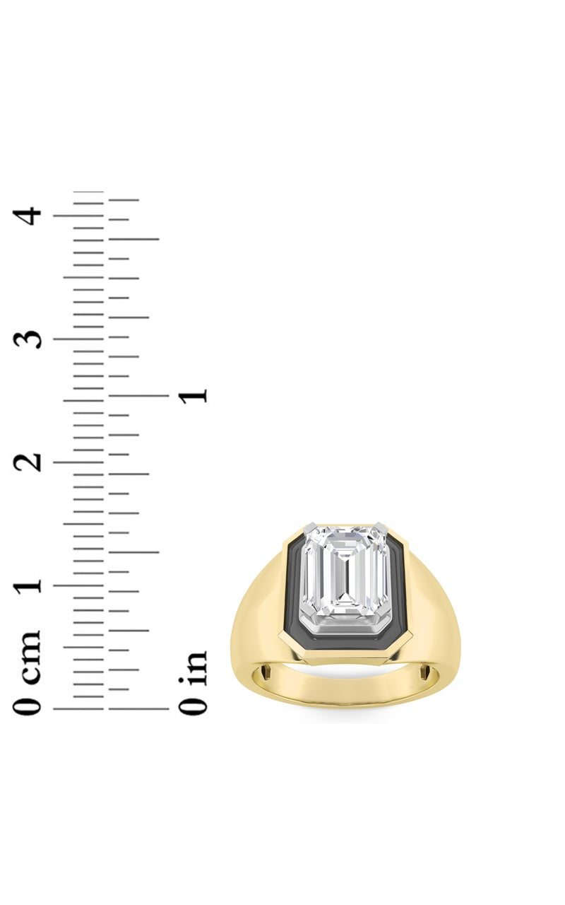 3Cttw Emerald Shaped Lab Grown Diamond (F/VS) MensRing in 14K Gold