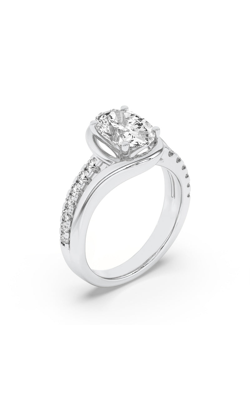 3.5Cttw Oval Shaped Lab Grown Diamond (F/VS) SwirlShank Accented Engagement RING in 14K Gold