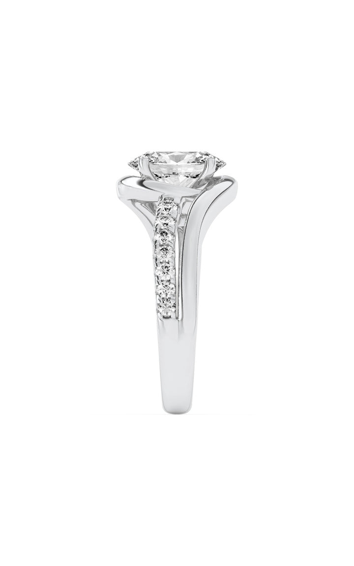 3.5Cttw Oval Shaped Lab Grown Diamond (F/VS) SwirlShank Accented Engagement RING in 14K Gold