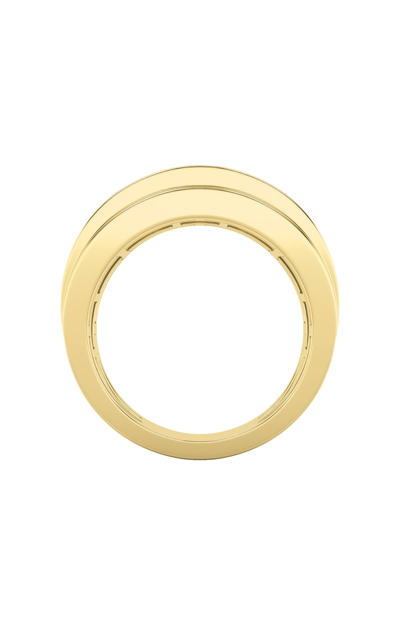 3CTW Princess Shaped Lab Grown Diamond (F/VS) Three Stone Channel Set Mens Ring in 14K Gold