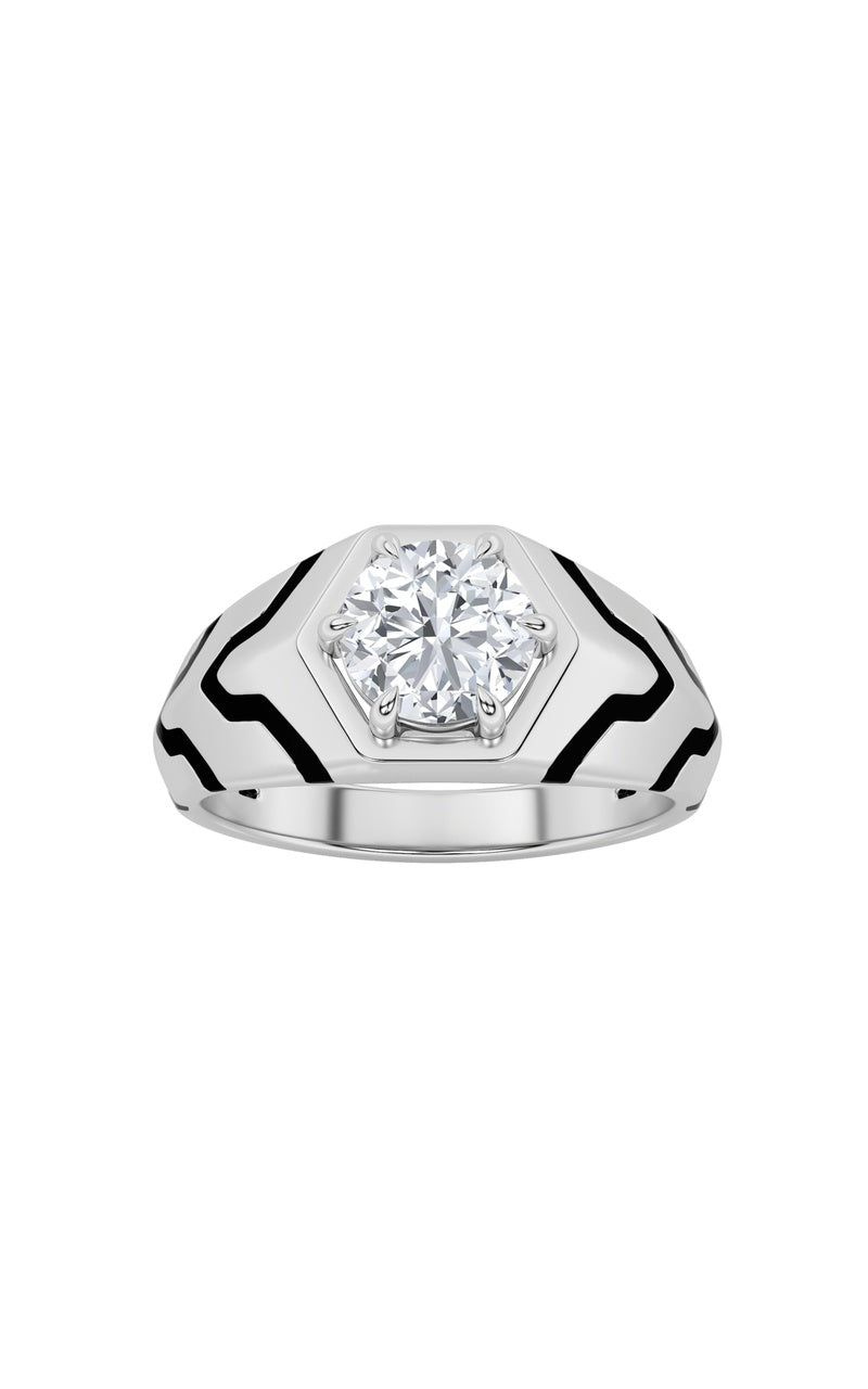 1.5Cttw Round Shaped Lab Grown Diamond (F/VS) MensRing in 14K White Gold