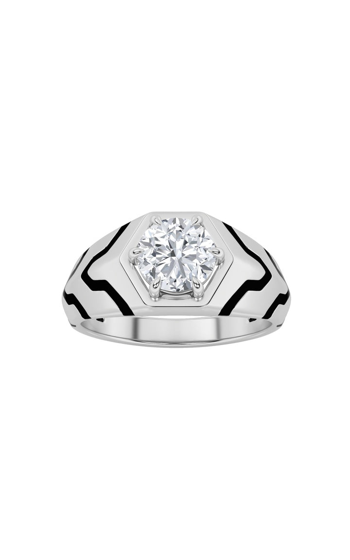 1.5Cttw Round Shaped Lab Grown Diamond (F/VS) Mens Ring in 14K White Gold