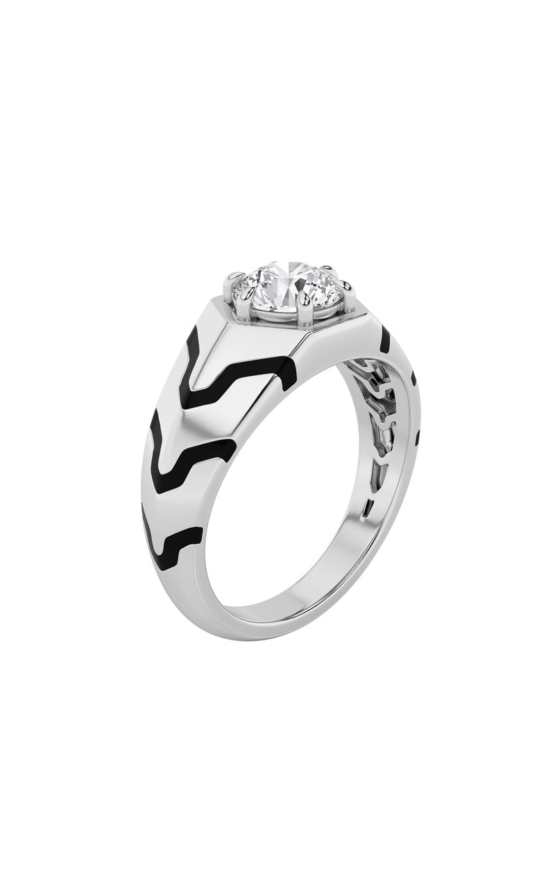 1.5Cttw Round Shaped Lab Grown Diamond (F/VS) MensRing in 14K White Gold