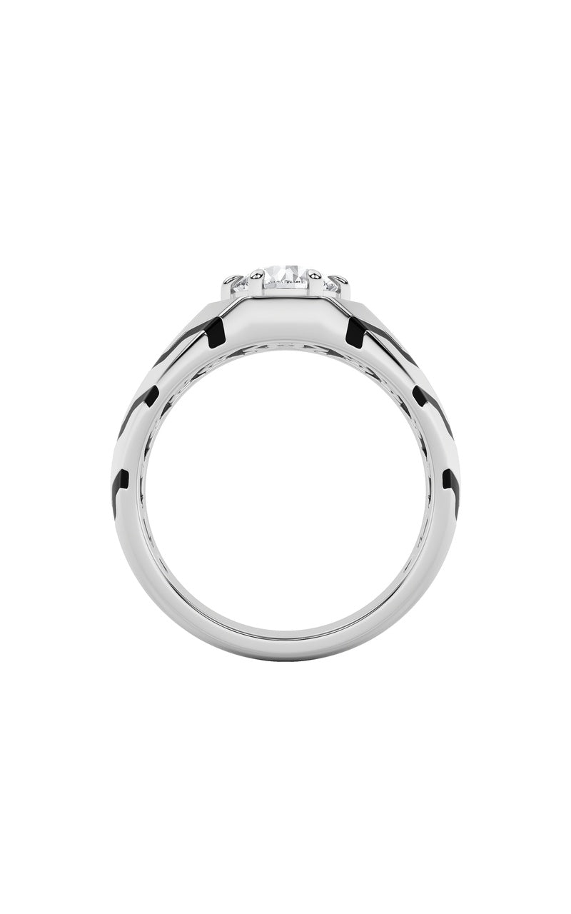 1.5Cttw Round Shaped Lab Grown Diamond (F/VS) MensRing in 14K White Gold