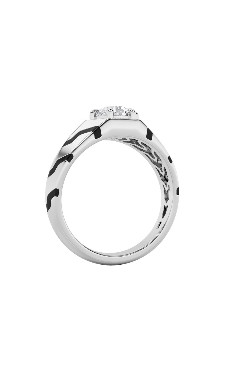 1.5CTW Round Shaped Lab Grown Diamond (F/VS) Mens Ring in 14K White Gold