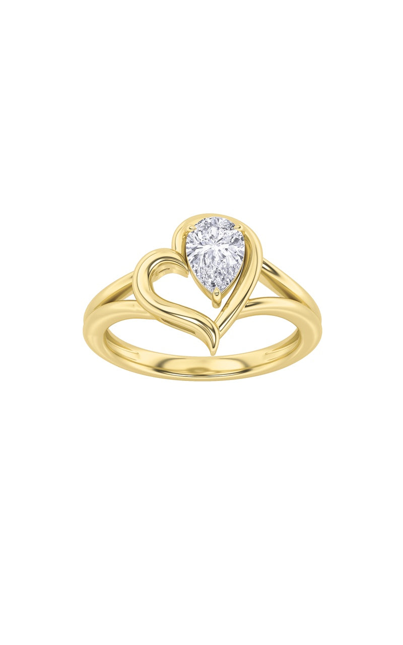 0.5Cttw Pear Shaped Lab Grown Diamond (F/VS) HeartRing in 14K  White Gold