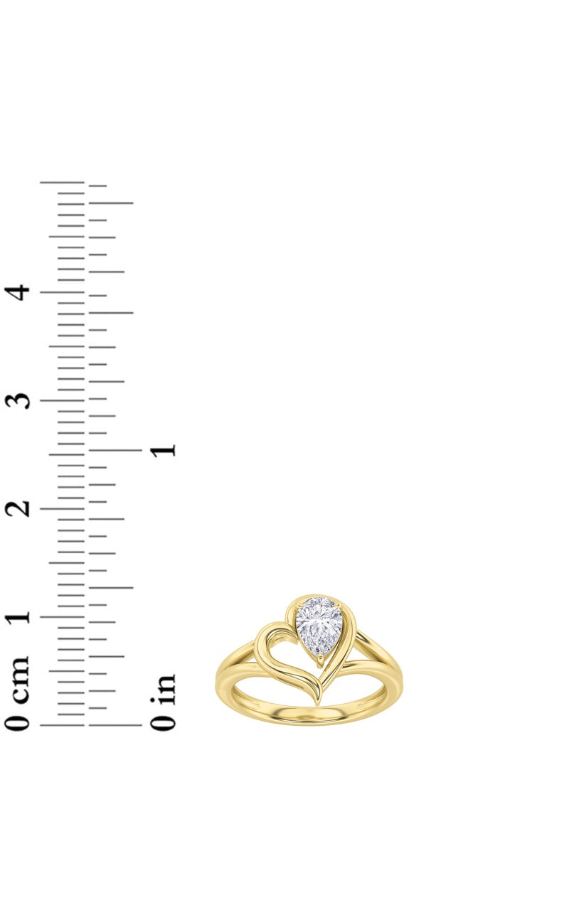 0.5Cttw Pear Shaped Lab Grown Diamond (F/VS) HeartRing in 14K  White Gold