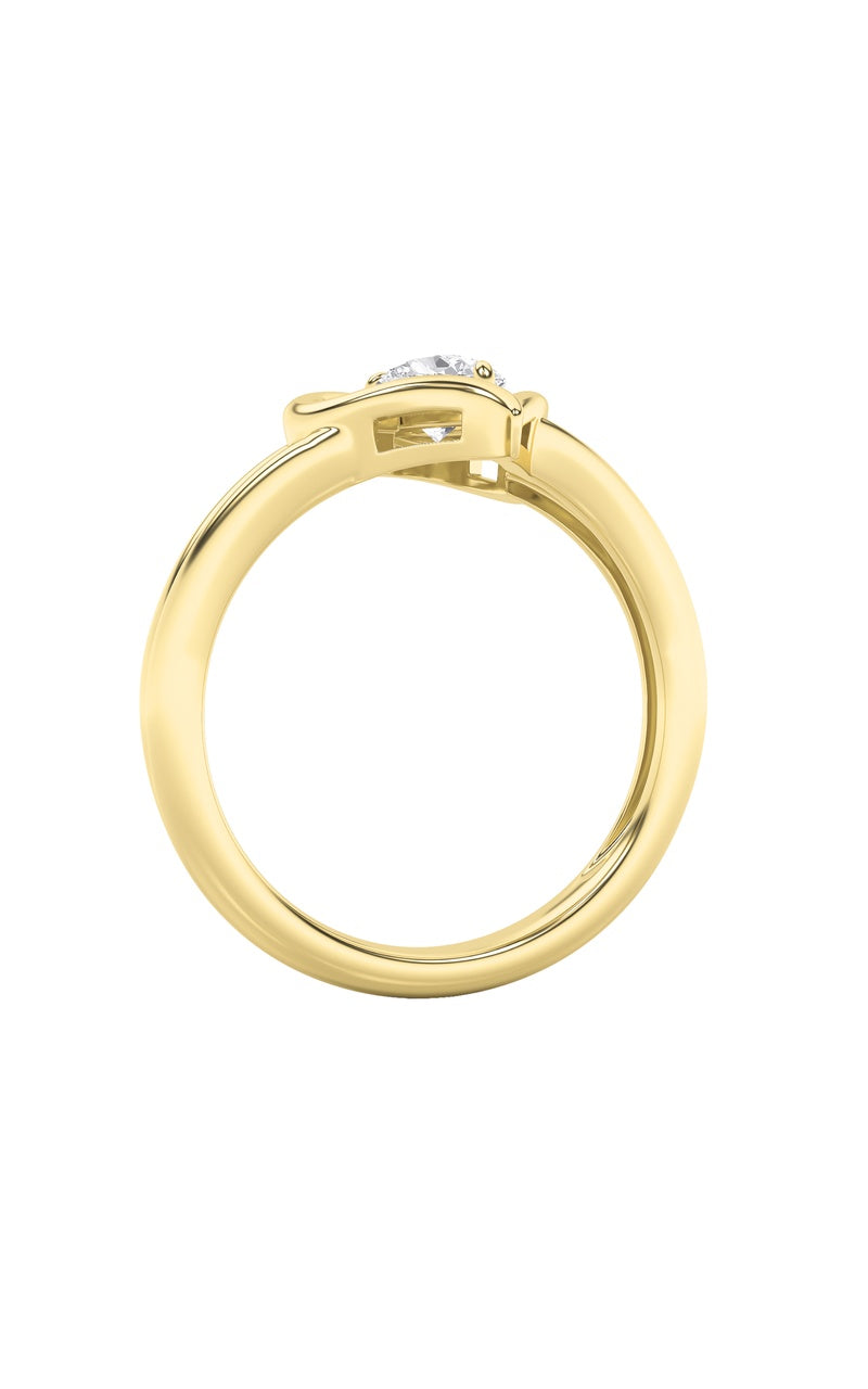 0.5CTW Pear Shaped Lab Grown Diamond (F/VS) Heart Ring in 14K  White Gold, 14K Yellow Gold