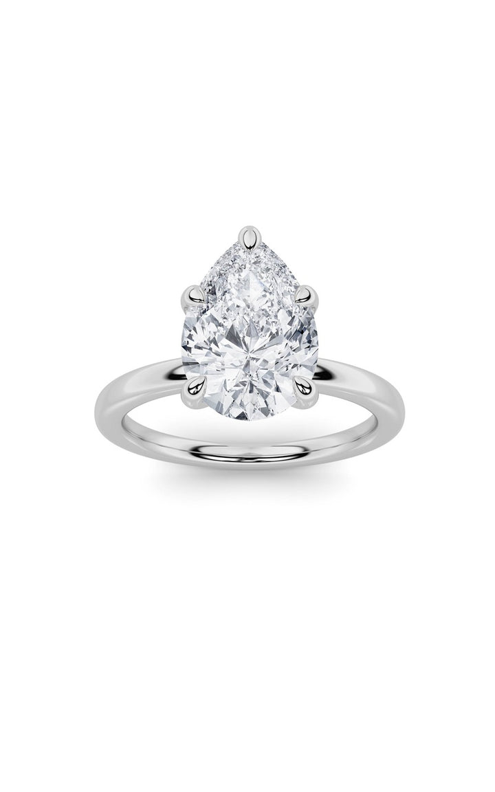 5Cttw Pear Shaped Lab Grown Diamond Classic Solitaire Ring in 14K Gold (F/VS)