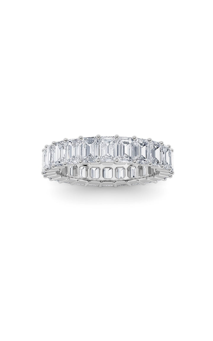 3CTW Emerald Shaped Lab Grown Diamond Split Prong Eternity Ring in 14K Gold (F/VS)