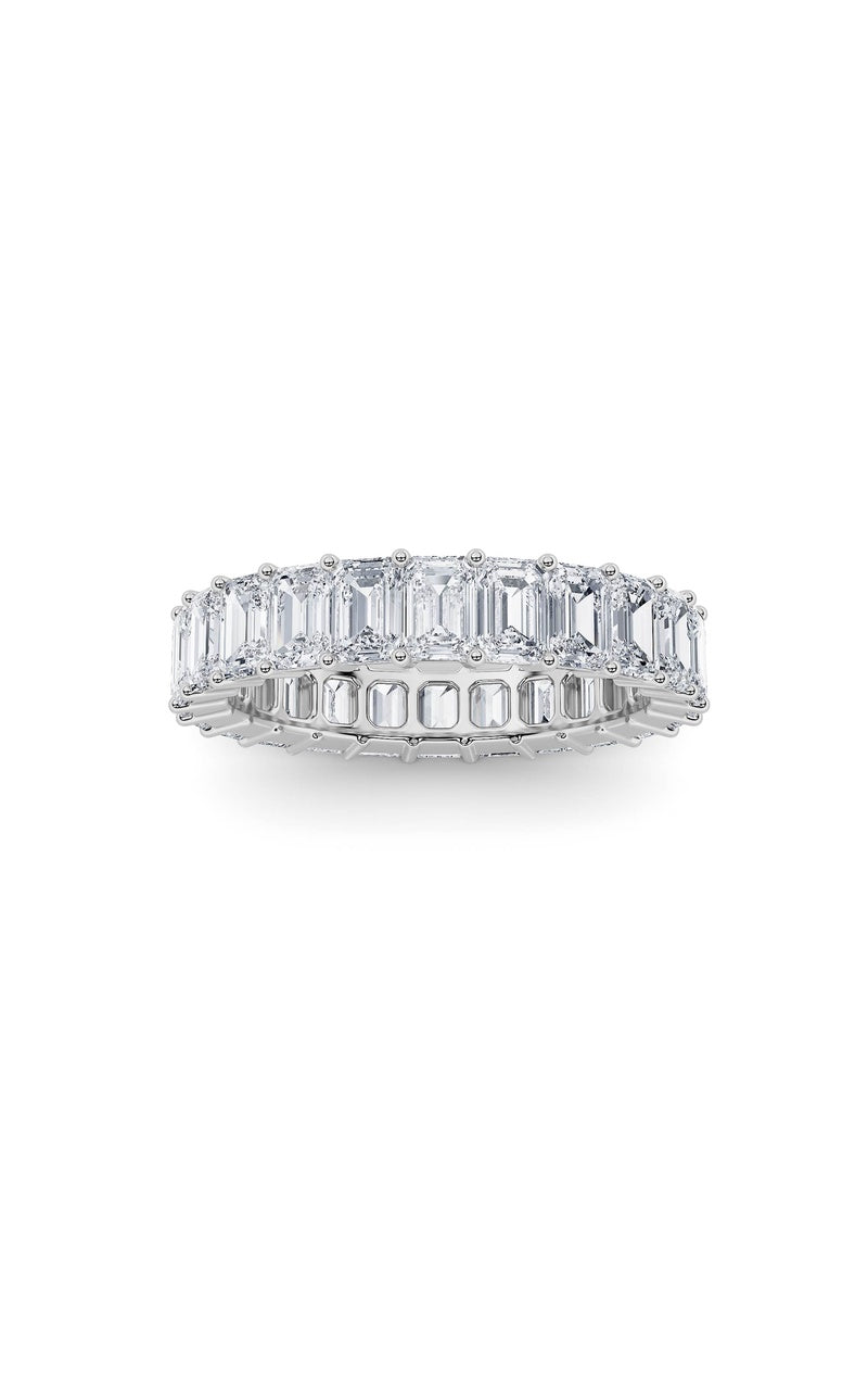 3Cttw Emerald Shaped Lab Grown Diamond Split ProngEternity Ring in 14K Gold (F/VS)