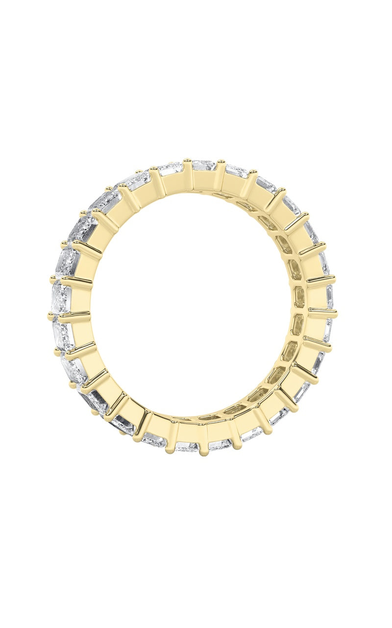 3Cttw Emerald Shaped Lab Grown Diamond Split Prong Eternity Ring in 14K Gold (F/VS)