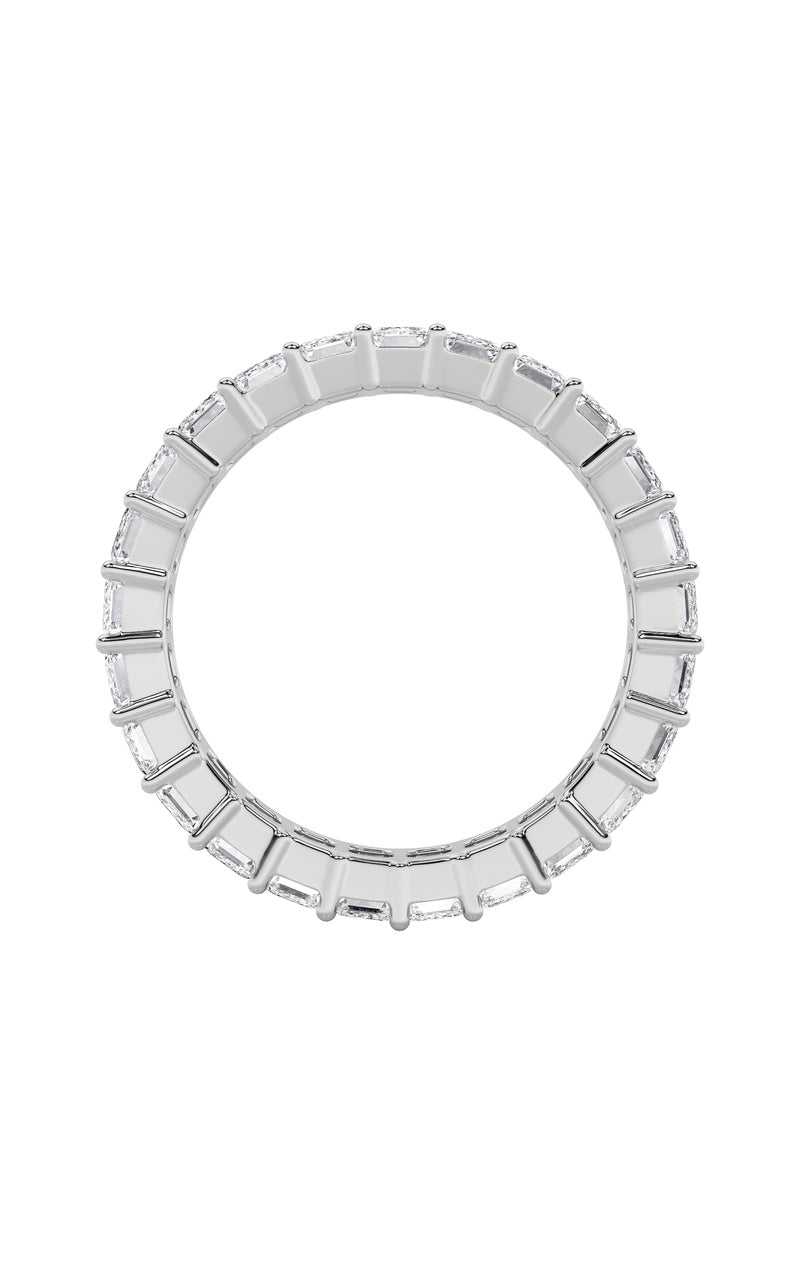 3.85CTW Emerald Shaped Lab Grown Diamond Split Prong Eternity Ring in 14K Gold (F/VS)