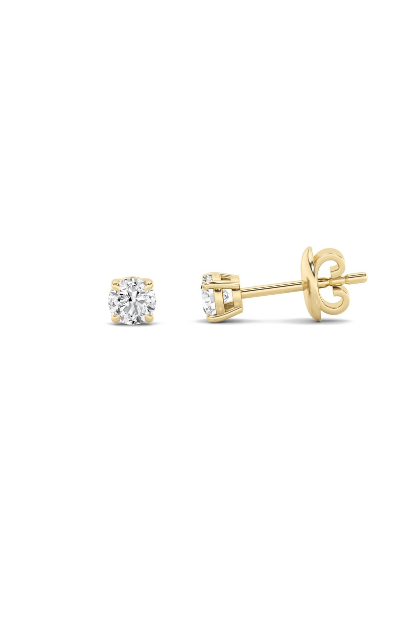 5Cttw Round Shaped Lab Grown Diamond (F/VS) Classic Basket Set Stud Earrings in 14K Gold