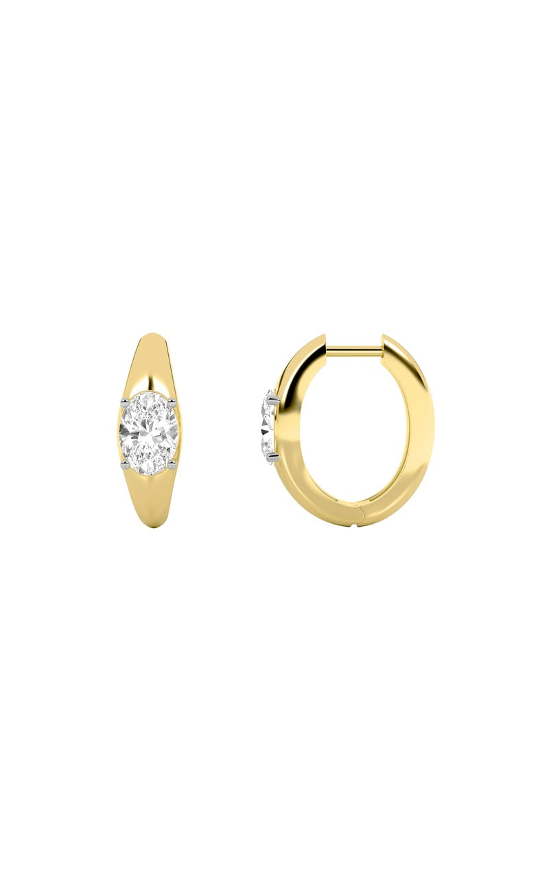 2CTW Oval Shaped Lab Grown Diamond (G/VS) Huggie Earrings in 10K Gold