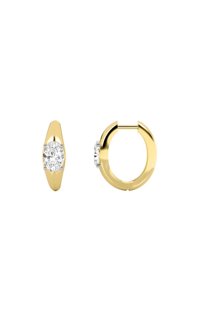 2Cttw Oval Shaped Lab Grown Diamond (G/VS) Huggie Earrings in 10K Gold