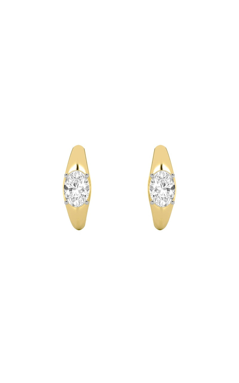 2CTW Oval Shaped Lab Grown Diamond (G/VS) Huggie Earrings in 10K Gold