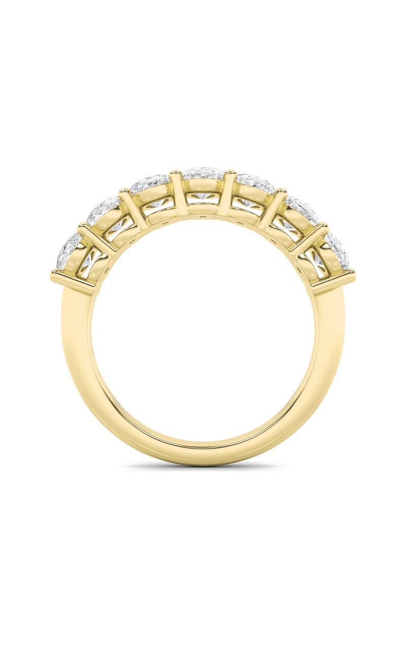 3CTW Oval Shaped Lab Grown Diamond (F/VS) Seven Stone Band Ring in 14K Gold