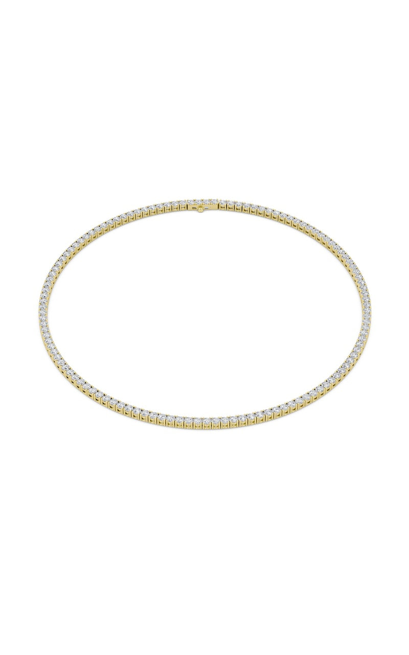 24.2Cttw Round Shaped Lab Grown Diamond Tennis Necklace in 14K Gold (F/VS)