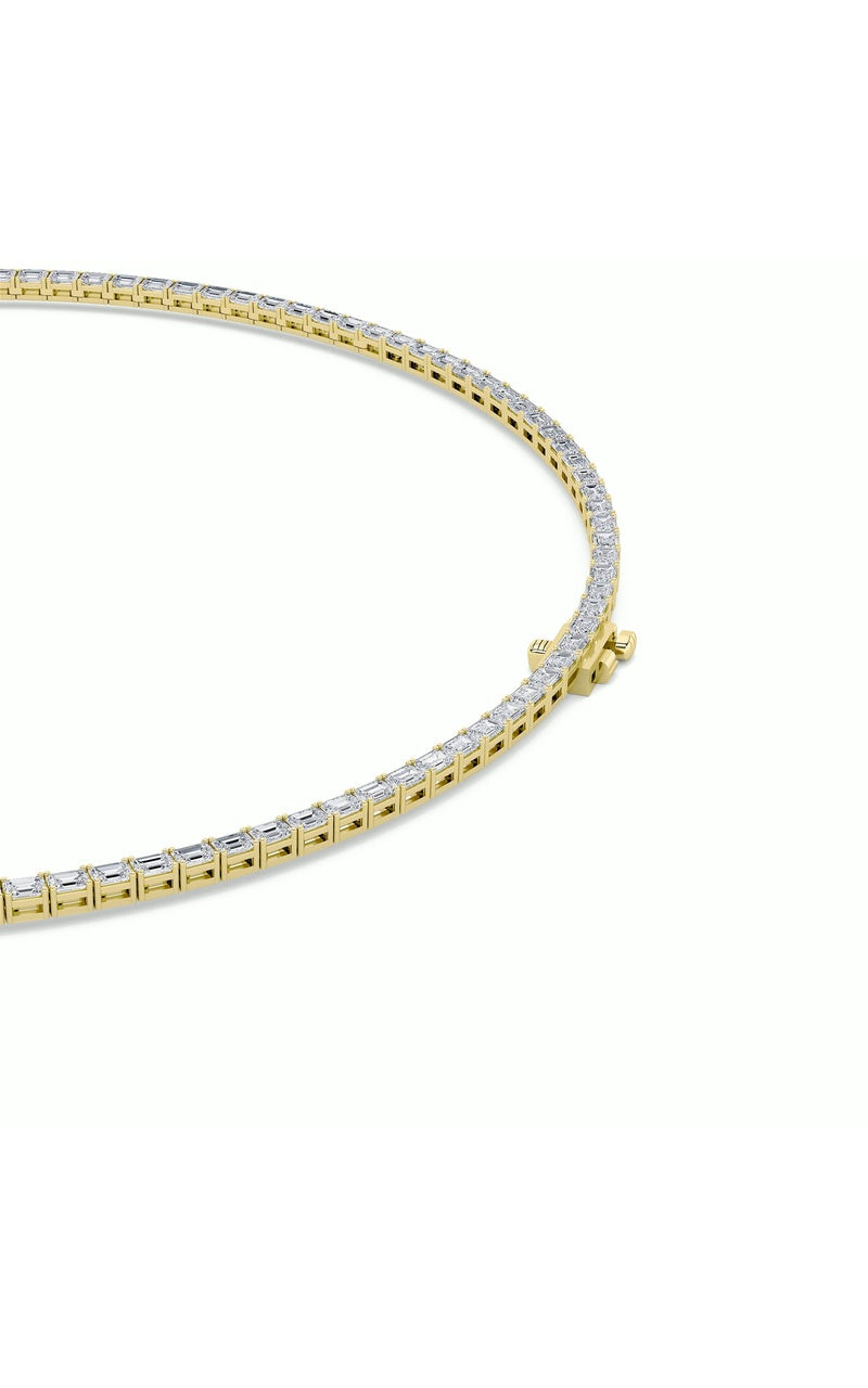 29Cttw Emerald Shaped Lab Grown Diamond Tennis Necklace in 14K Gold (F/VS)