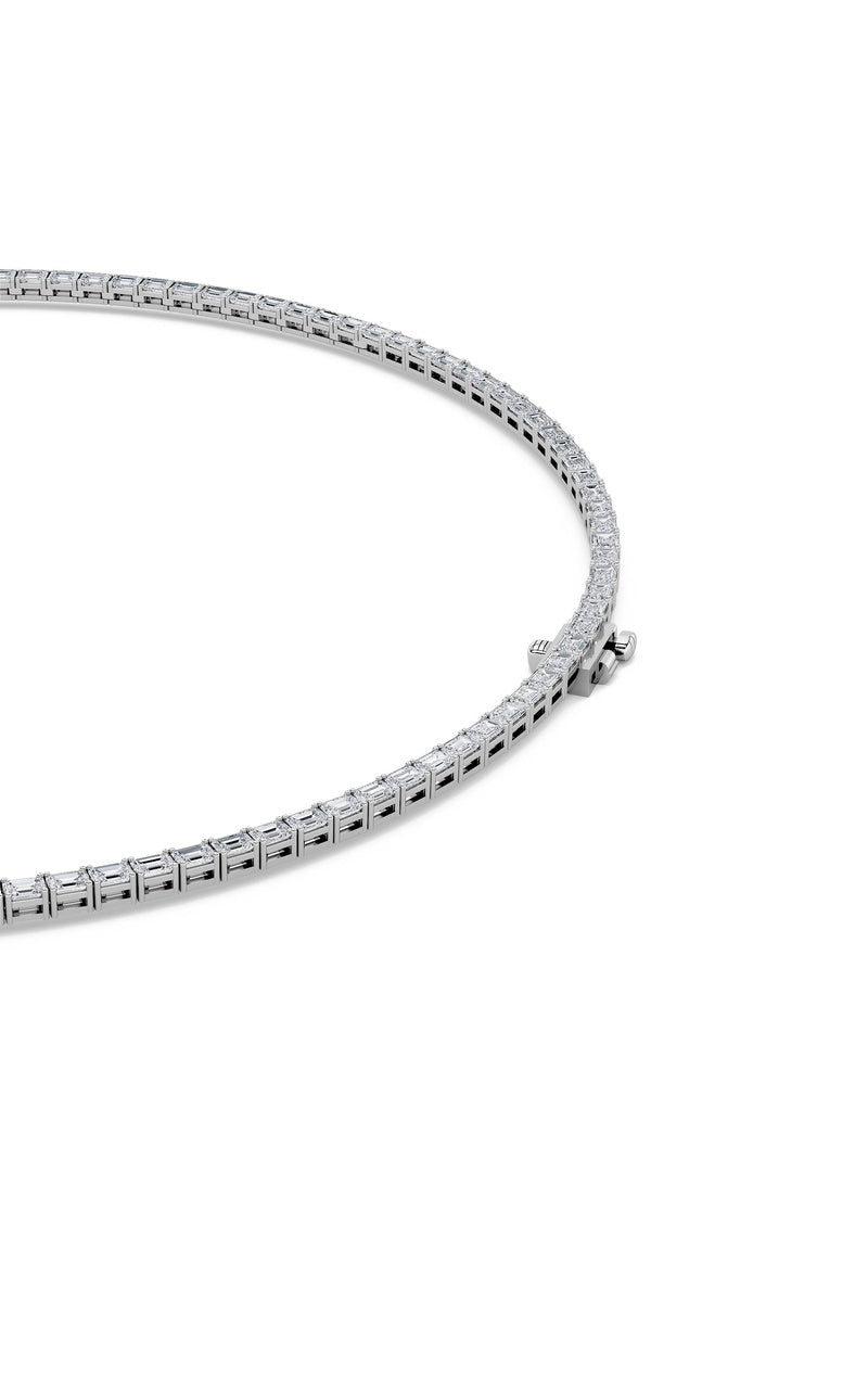 34Cttw Emerald Shaped Lab Grown Diamond Tennis Necklace in 14K Gold (F/VS)