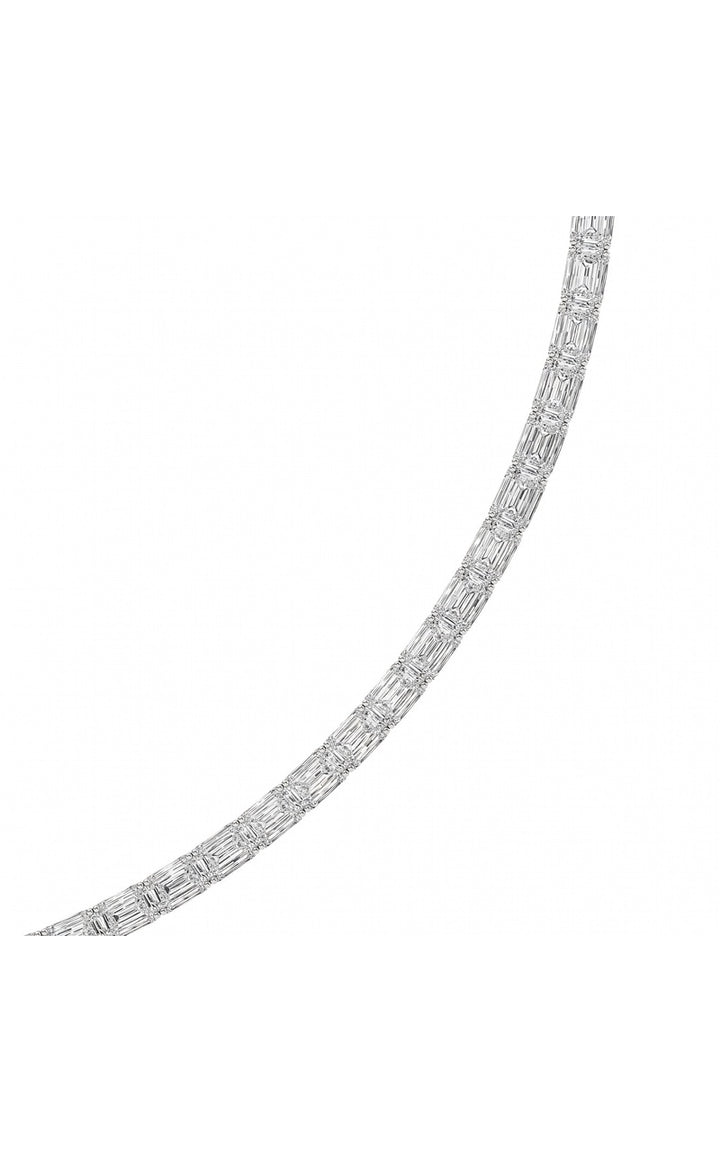 34Cttw Emerald Shaped Lab Grown Diamond Tennis Necklace in 14K Gold (F/VS)