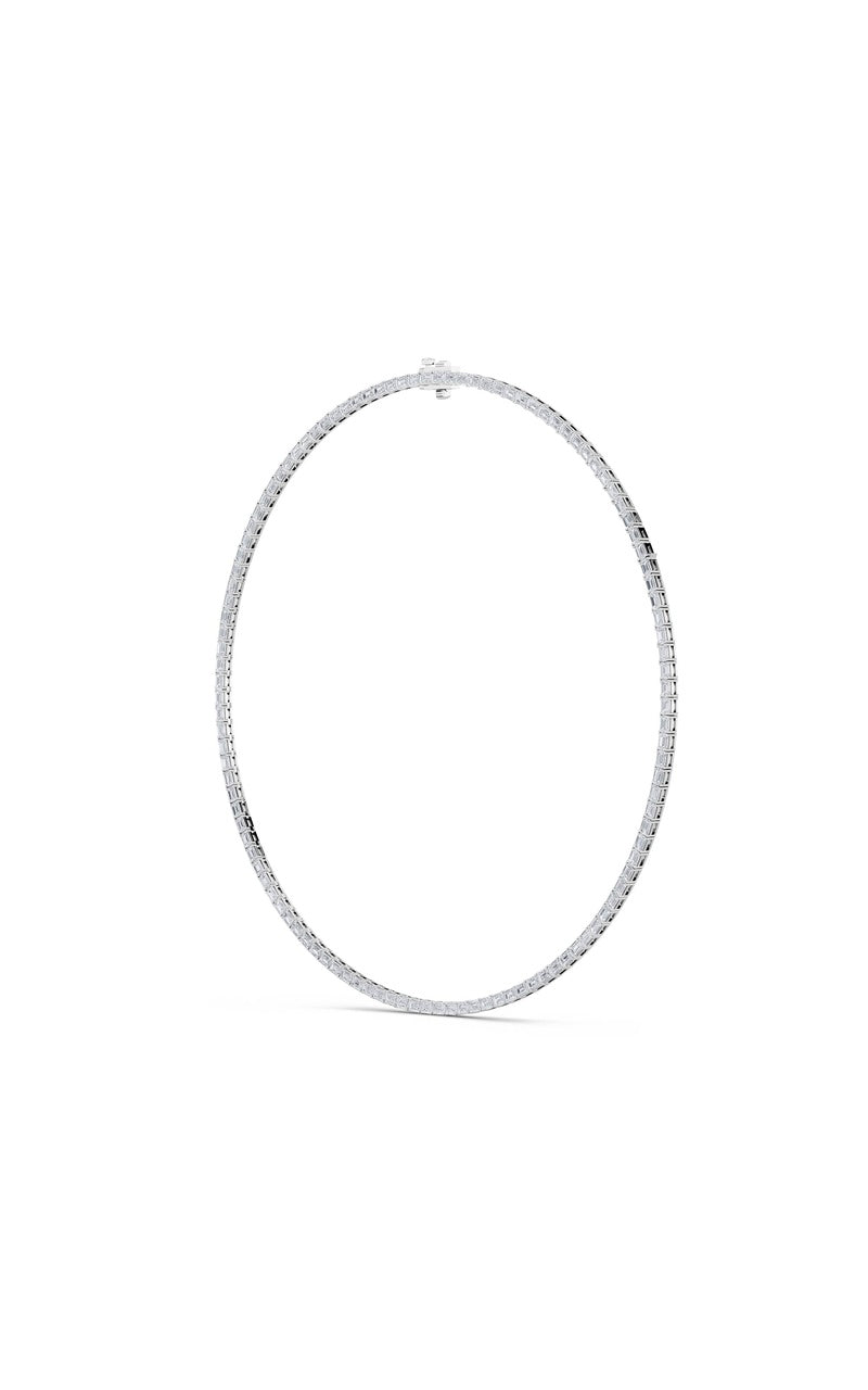 40CTW Emerald Shaped Lab Grown Diamond Tennis Necklace in 14K Gold (F/VS)