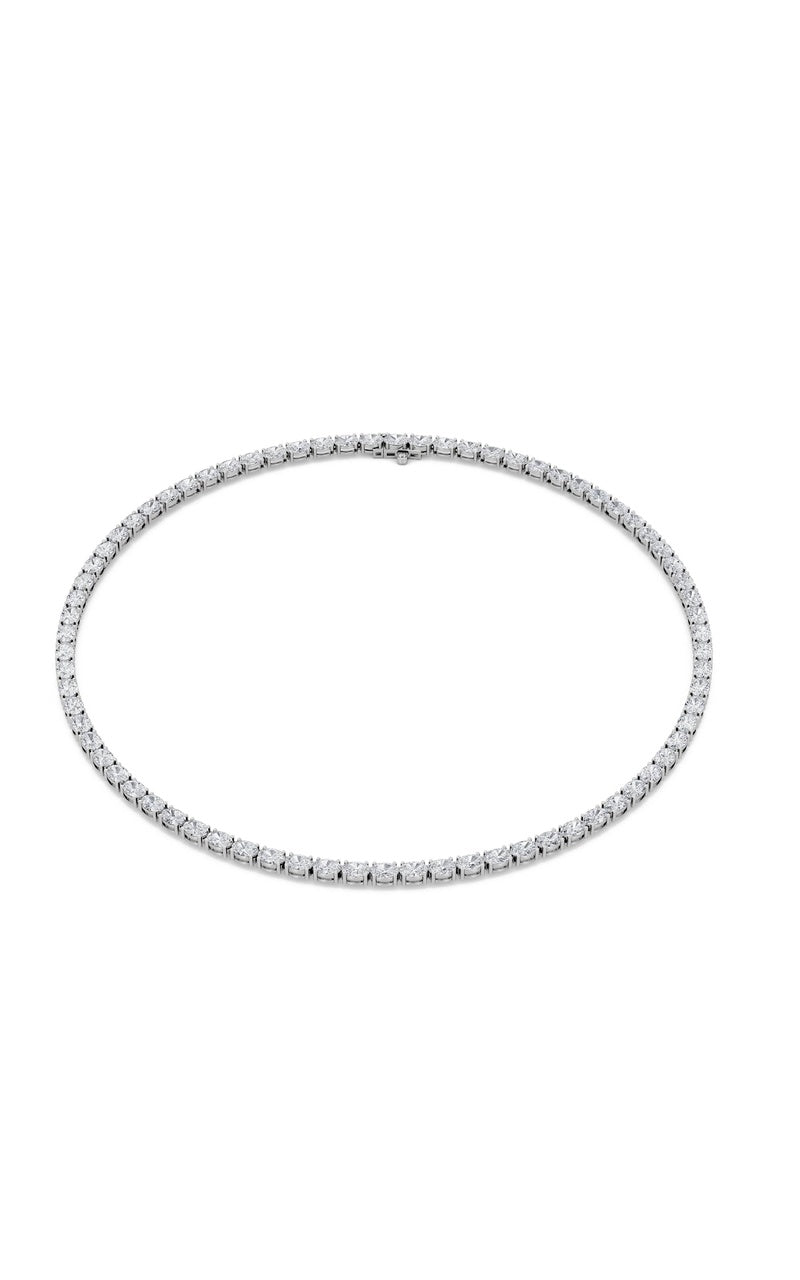 12CTW Oval Shaped Lab Grown Diamond (F/VS) Necklace in 14K White Gold