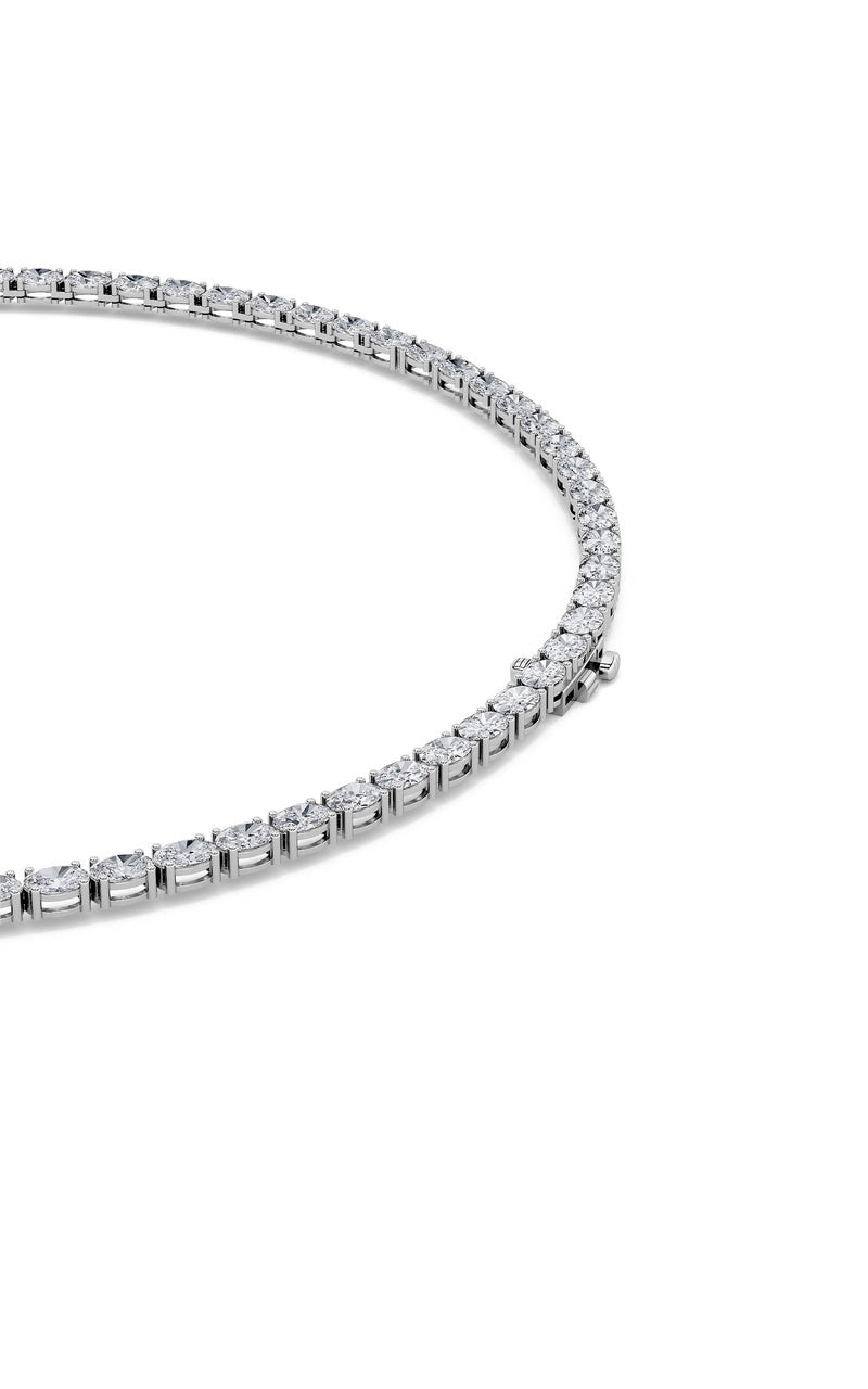 19Cttw Oval Shaped Lab Grown Diamond Tennis Necklace in 14K Gold (F/VS)