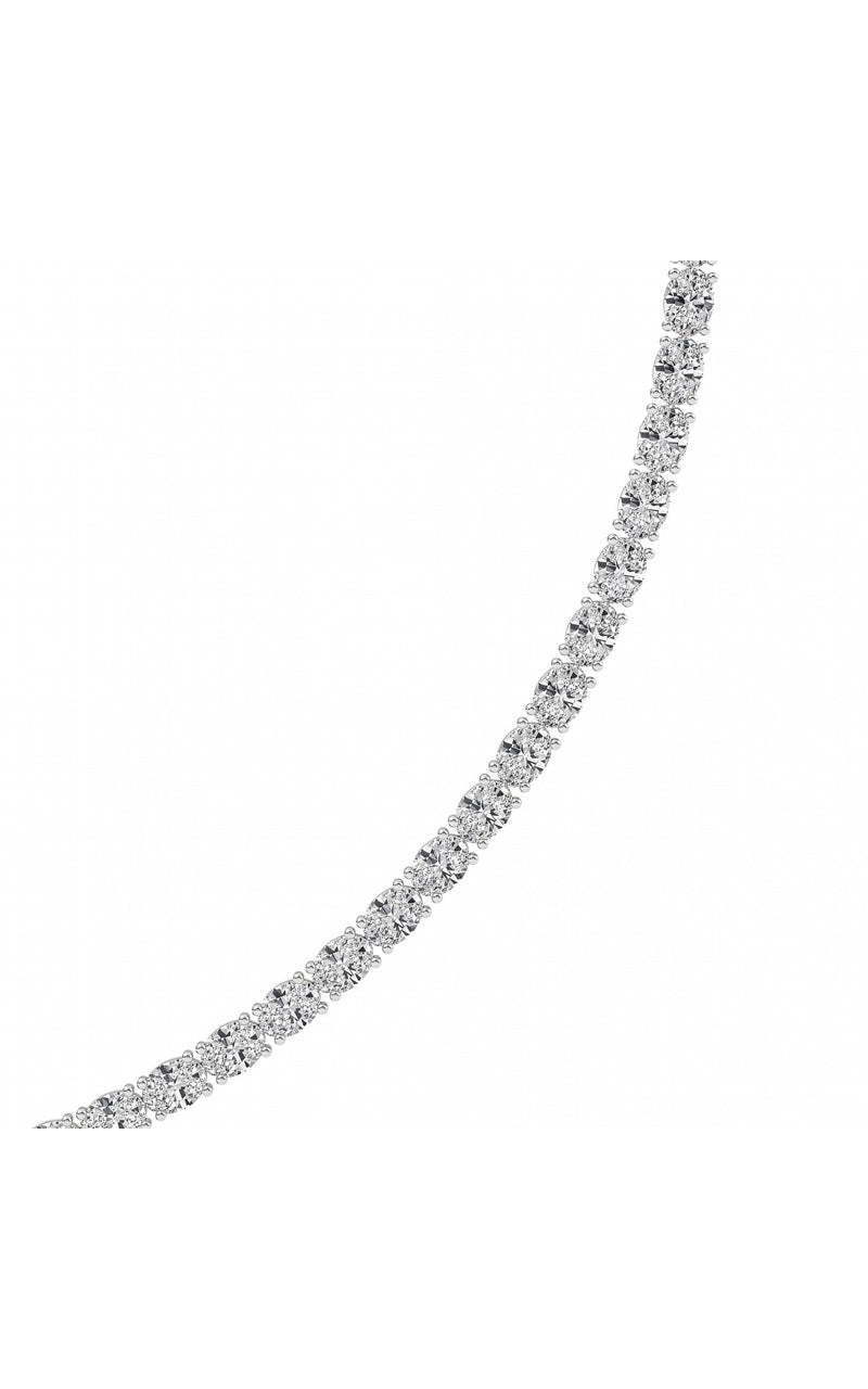 19Cttw Oval Shaped Lab Grown Diamond Tennis Necklace in 14K Gold (F/VS)