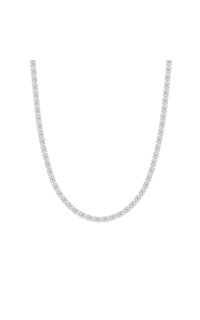 25Cttw Oval Shaped Lab Grown Diamond Tennis Necklace in 14K Gold (F/VS)