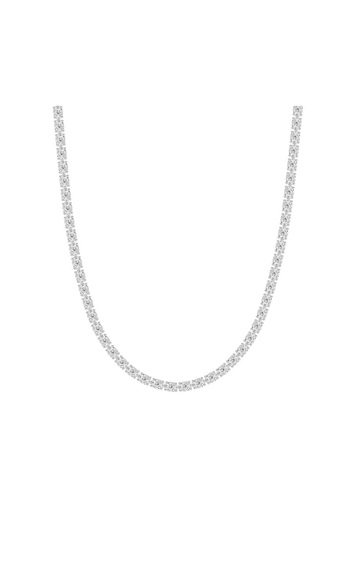 25Cttw Oval Shaped Lab Grown Diamond Tennis Necklace in 14K Gold (F/VS)
