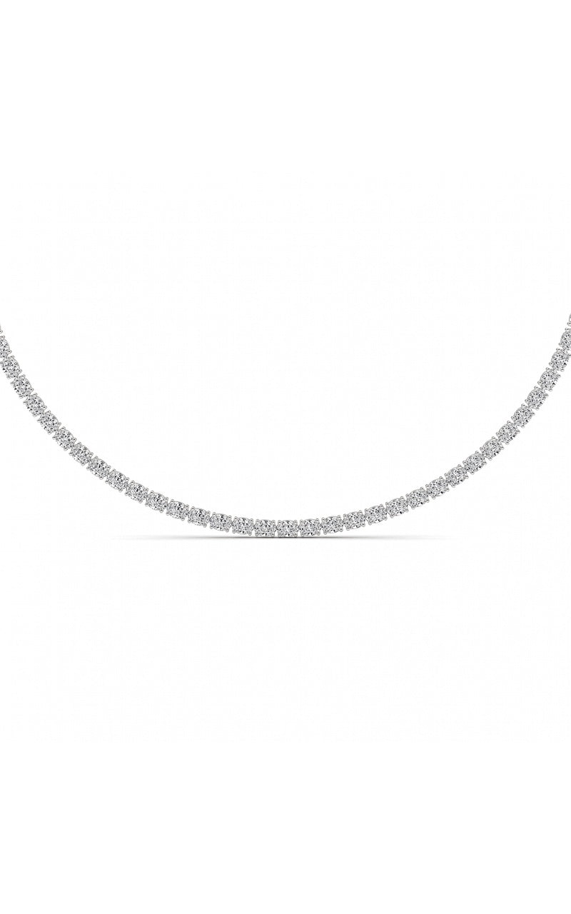 25Cttw Oval Shaped Lab Grown Diamond Tennis Necklace in 14K Gold (F/VS)