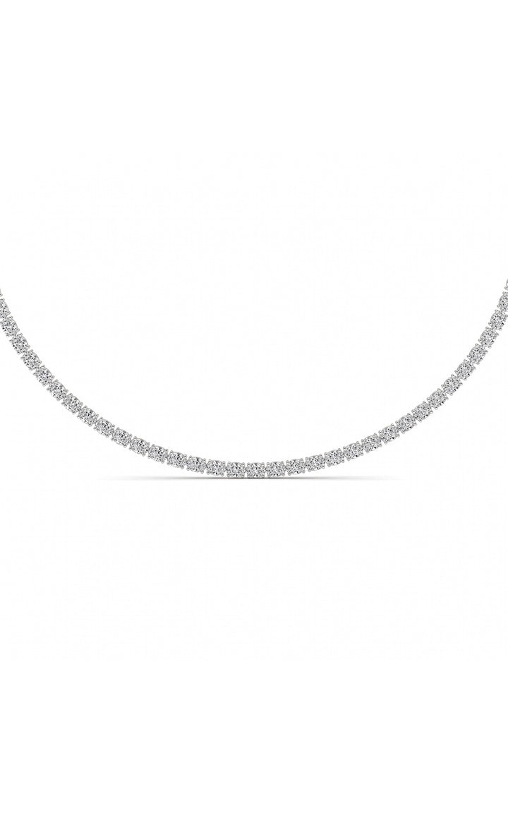 25CTW Oval Shaped Lab Grown Diamond Tennis Necklace in 14K Gold (F/VS)