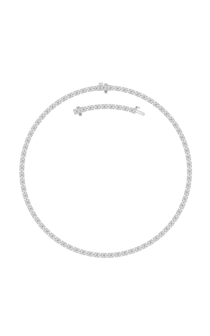 25Cttw Oval Shaped Lab Grown Diamond Tennis Necklace in 14K Gold (F/VS)