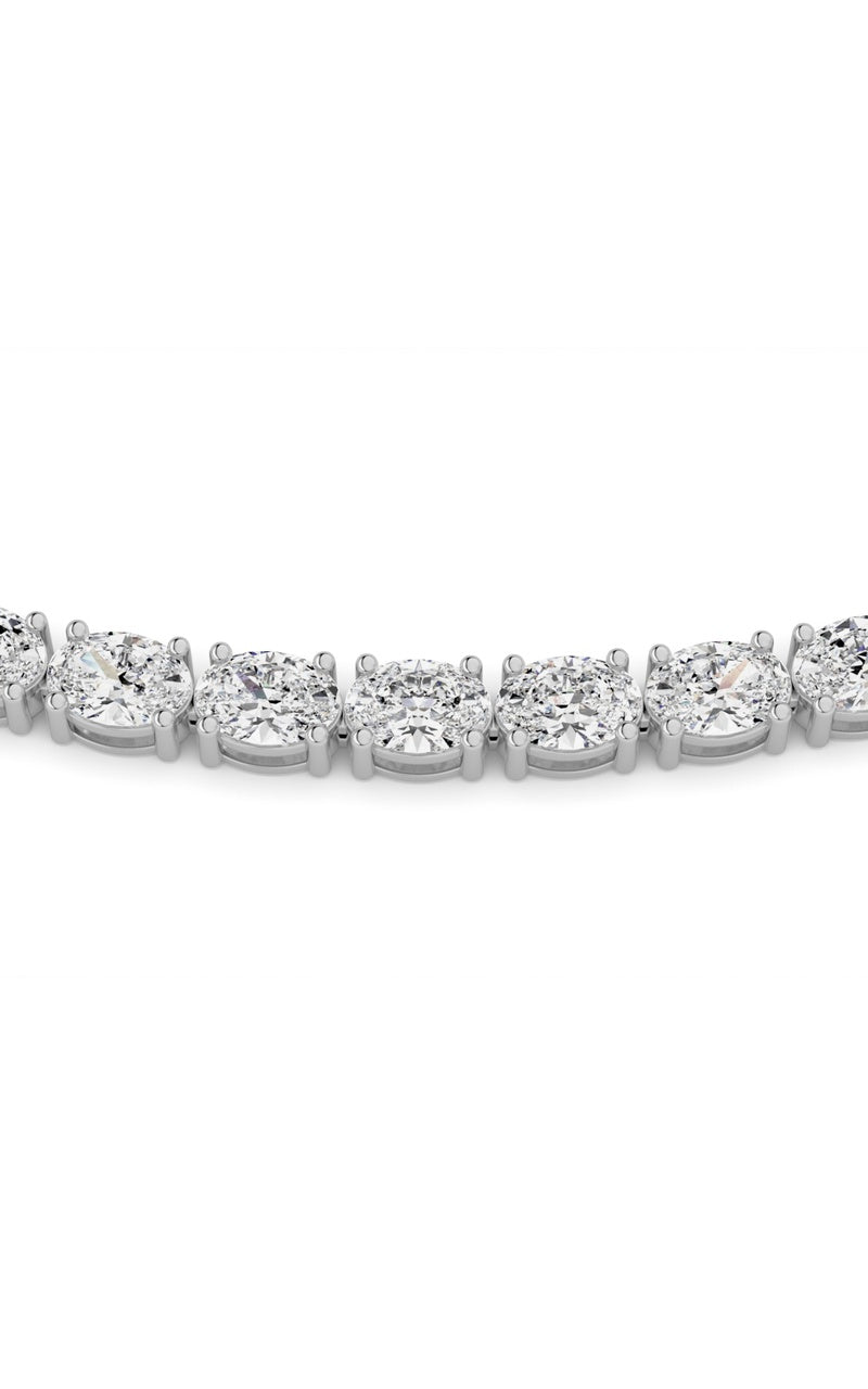 25CTW Oval Shaped Lab Grown Diamond Tennis Necklace in 14K Gold (F/VS)