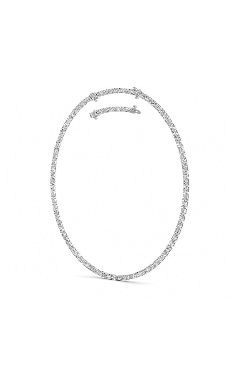 25Cttw Oval Shaped Lab Grown Diamond Tennis Necklace in 14K Gold (F/VS)