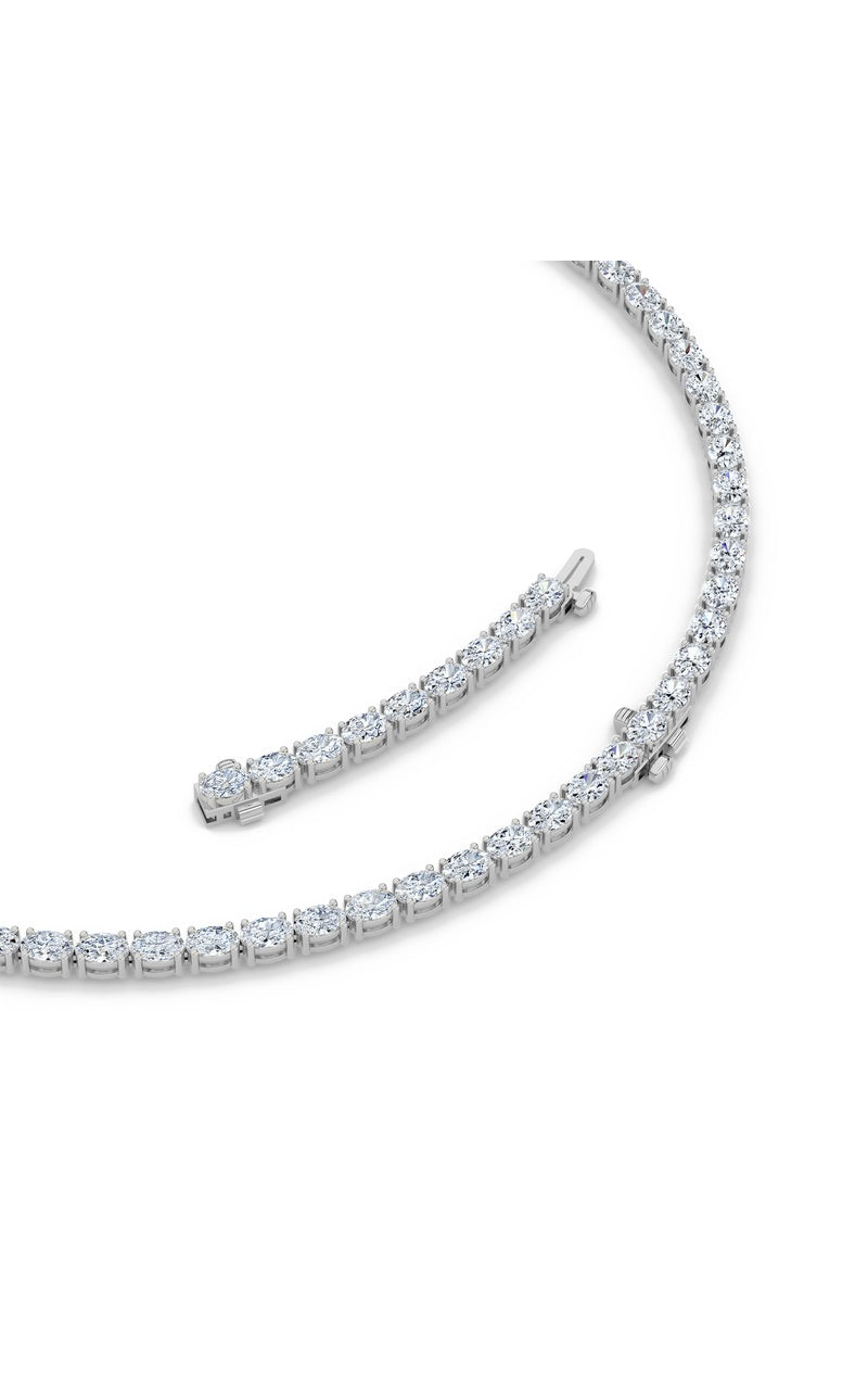 25Cttw Oval Shaped Lab Grown Diamond Tennis Necklace in 14K Gold (F/VS)